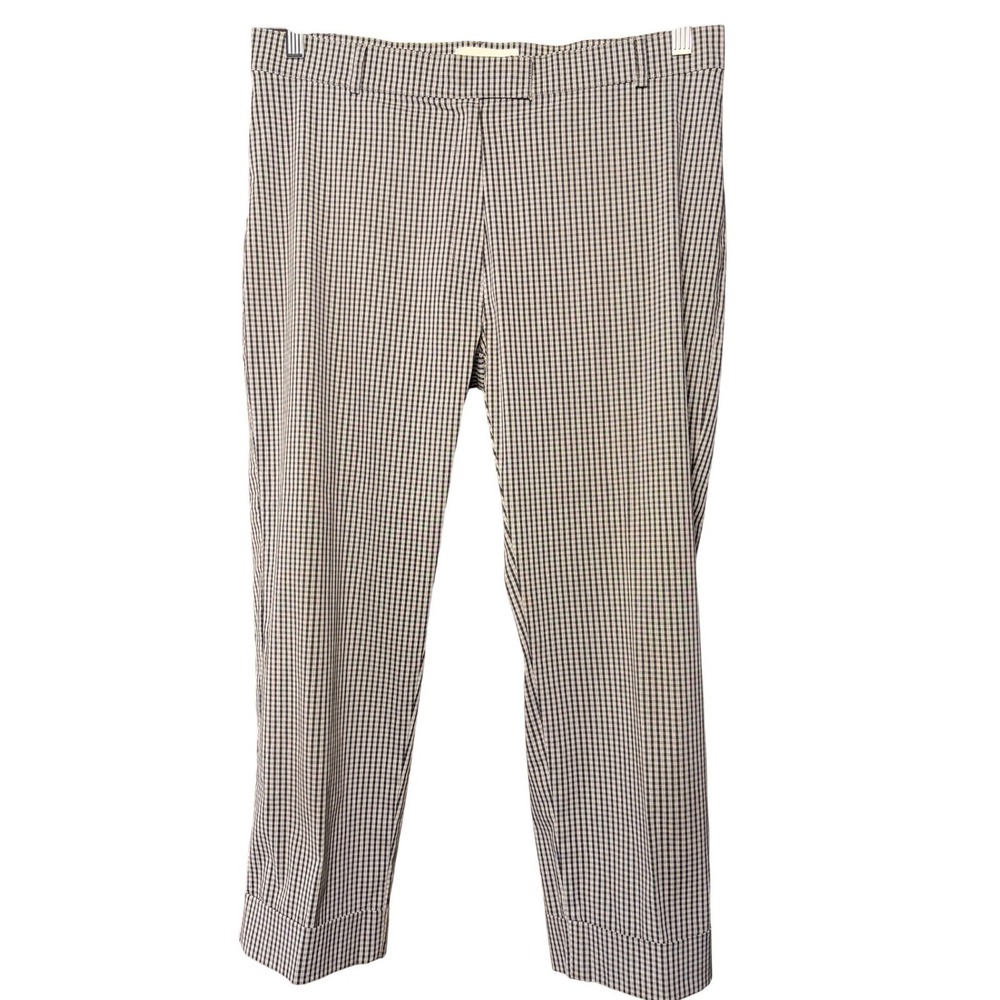 Vintage 80s Cache Gingham Crop Pants Black White High Waist Cuff Made in France